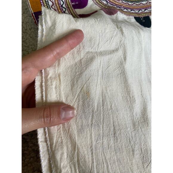 vintage 70s Cream EMBROIDERED STAR Mexican TOP os earth tone boho hippie Oaxacan - Picture 10 of 10